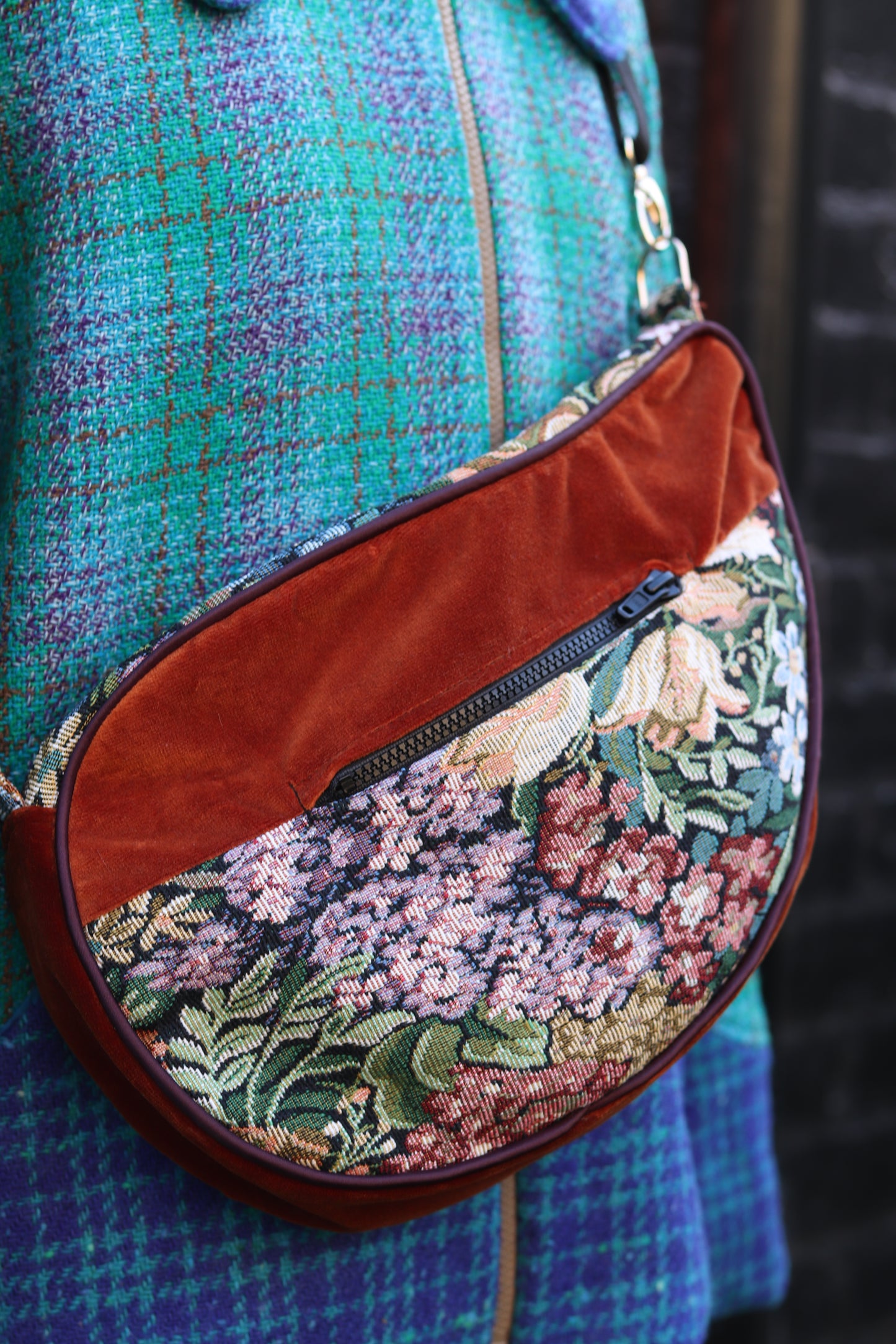 'Big Bean' Crossbody Bag in Tapestry Fabric