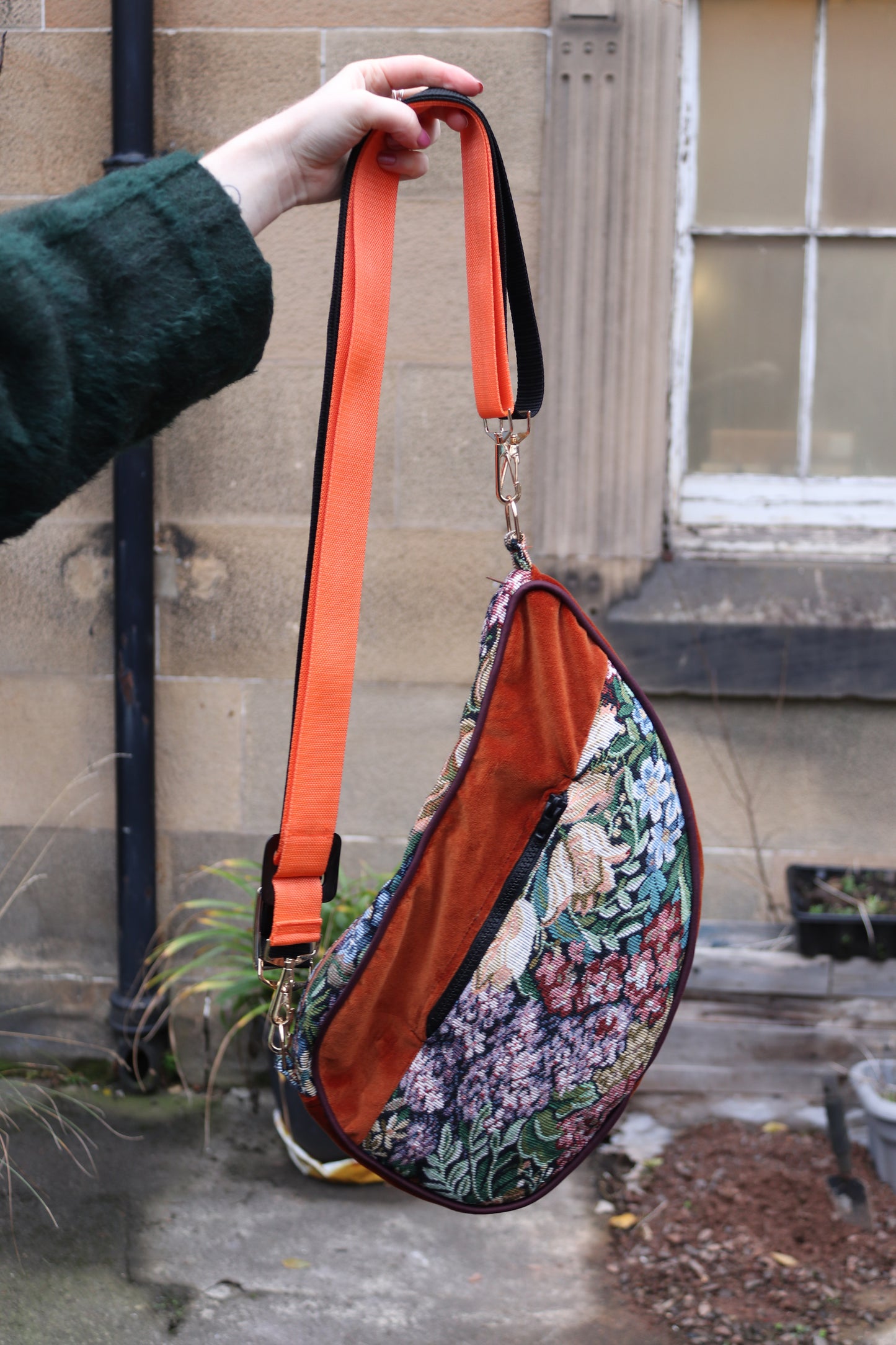 'Big Bean' Crossbody Bag in Tapestry Fabric